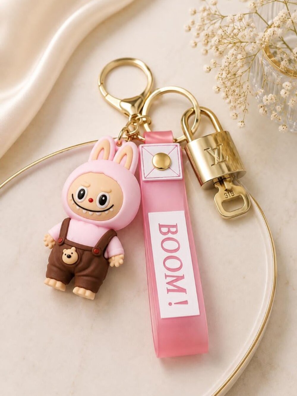 Louis Vuitton Authentic Gold Lock 🔒 Unbranded Labubu Keychain Charm for Bags